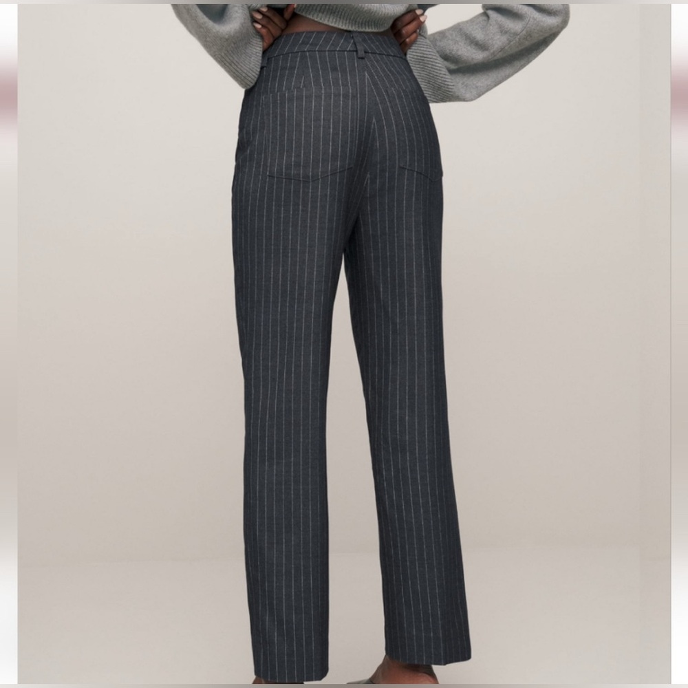 Reformation Freddie Gray Pinstripe Dress Work Pants Size 8 - Picture 4 of 11